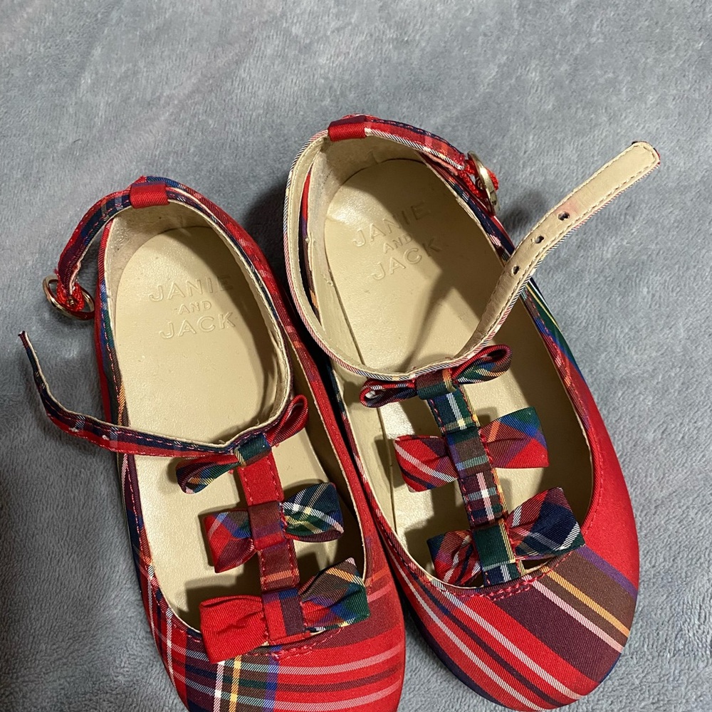 Janie and Jack Multicolor Plaid girl Dress Shoes
